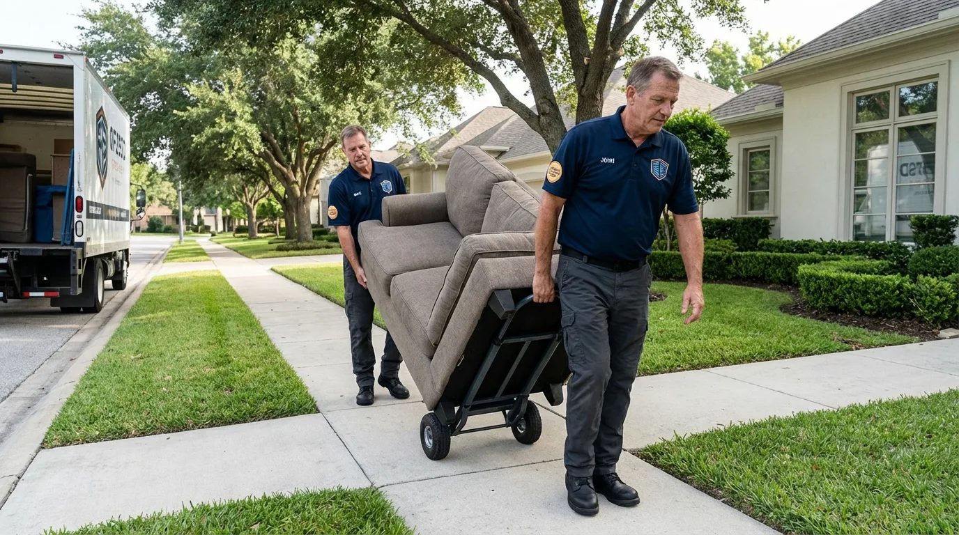 Local residential moving crew loading furniture in North Newton, KS