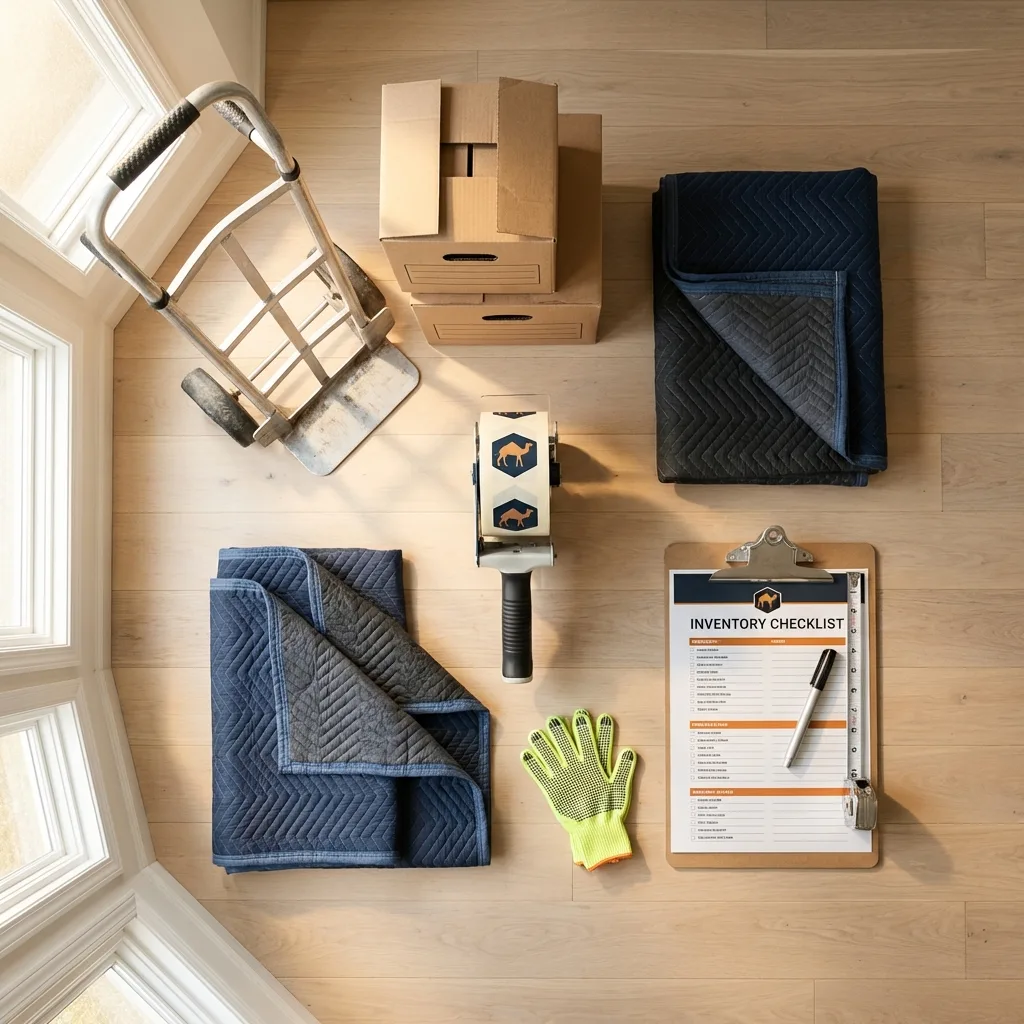 Professional moving supplies and packing materials layout for North Newton residential relocations